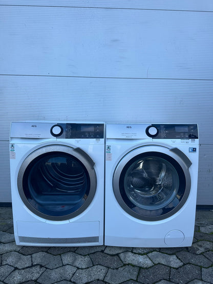 AEG L7FQS966E + T7DEN843G Vaskesæt – 9 kg Vaskemaskine + 8 kg Varmepumpetørretumbler – Brugt